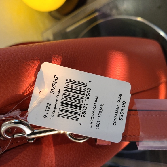 COACH 91122 LEATHER TOWN BUCKET BAG TANGERINE TAUP - Picture 8 of 10